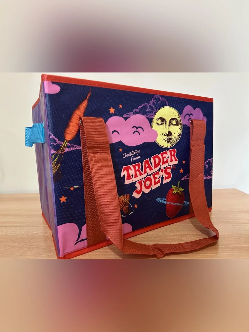 Trader Joes Kids Tote Bag in Navy, Pink and Red